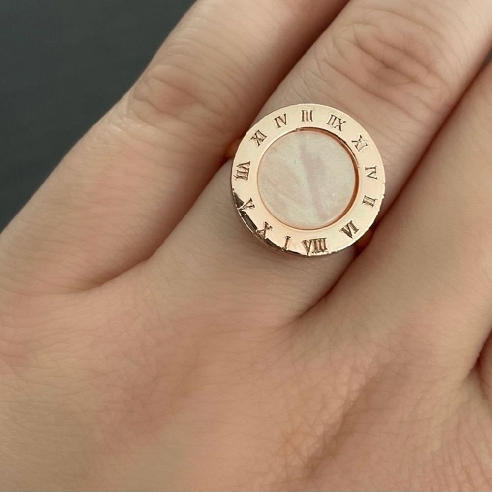 Roman Numeral Rose Gold Tone Ring